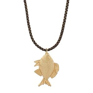 Big Fish & Braided Leather Necklace